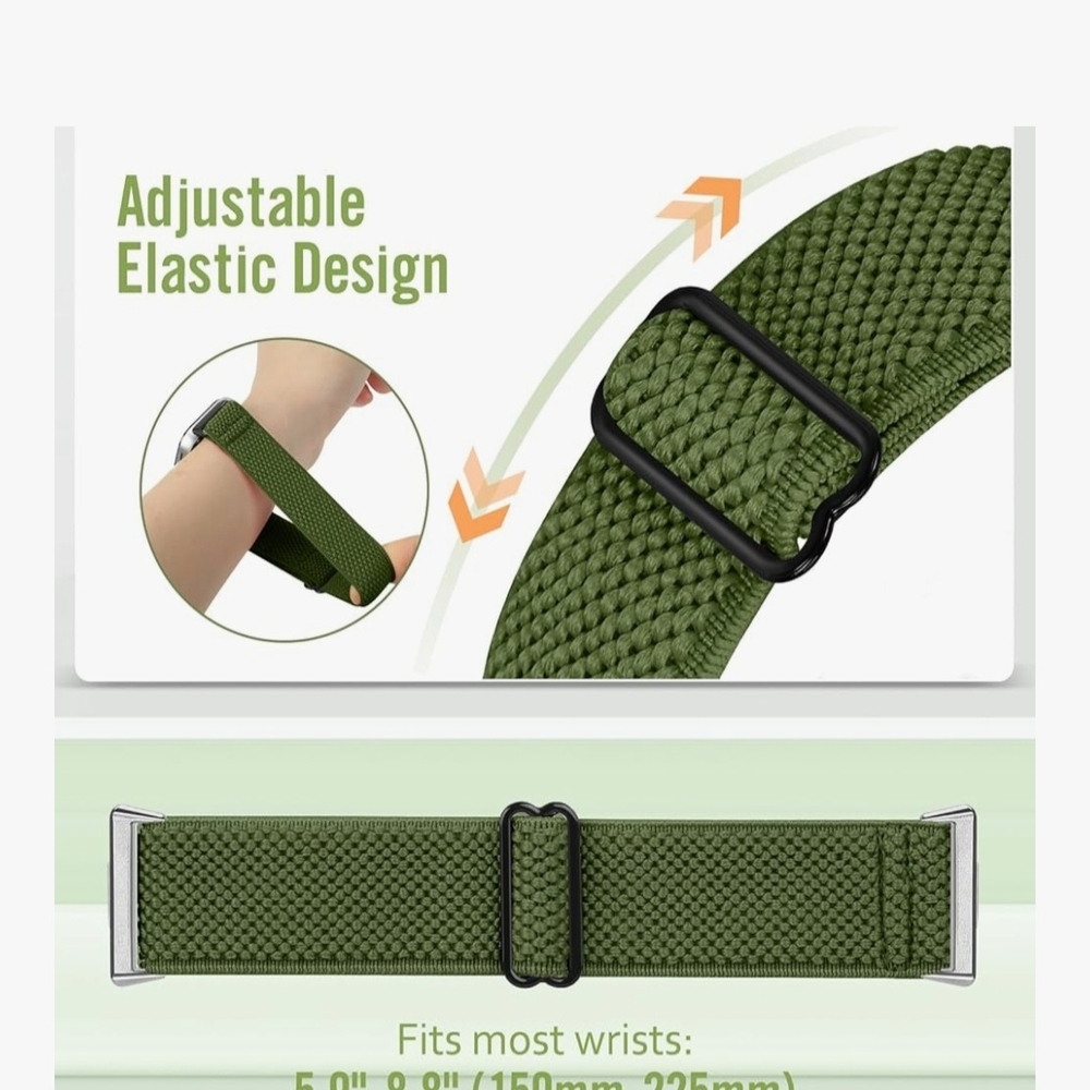 Adjustable Elastic Watch Band - Olive Green & Black
